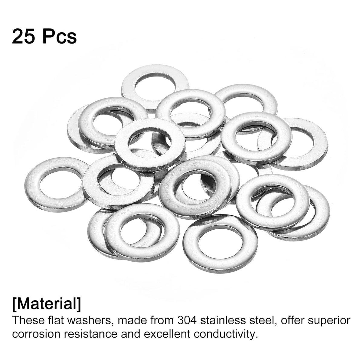 100Pcs M5 Flachdichtung, 304 Edelstahl 5.3mm ID x 10mm OD x 1mm Dick für Schraubenbolzen, Werkstattreparatur, Küchen, Geschäfte und Außenbau, Silber