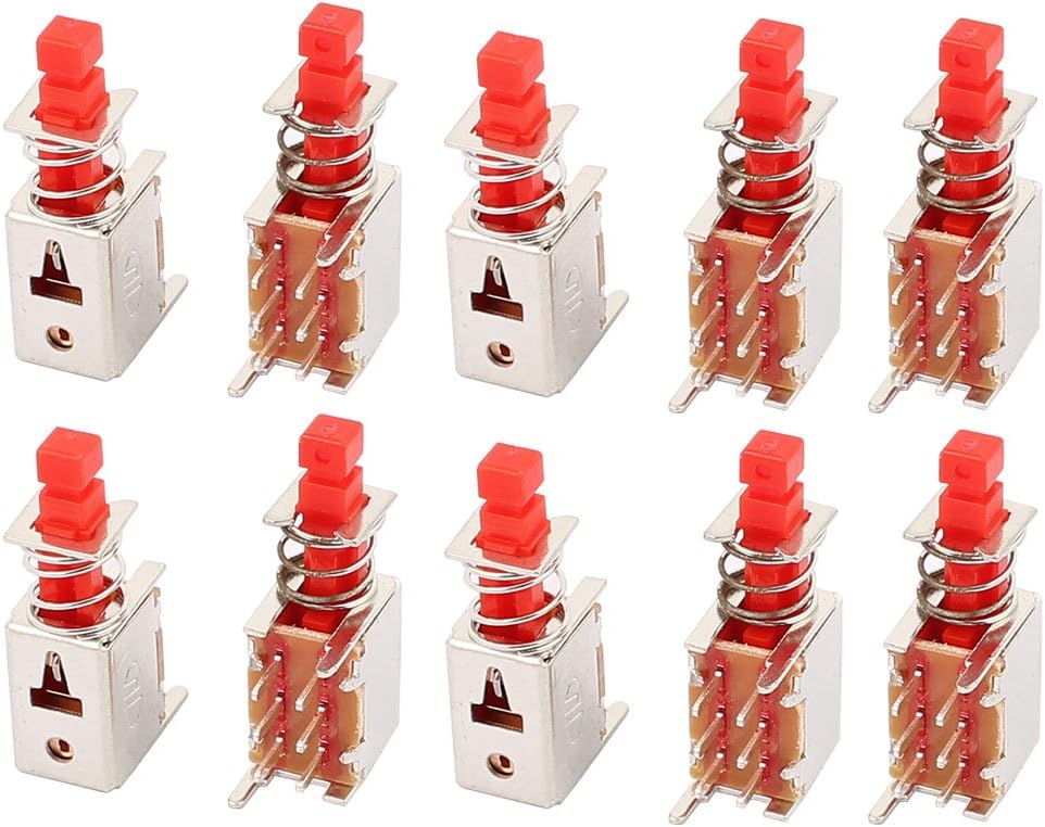 10Pcs 6 Pin 3.2mm Pitch Self-Locking Self Locking DPDT Mini Micro Push Button Switch
