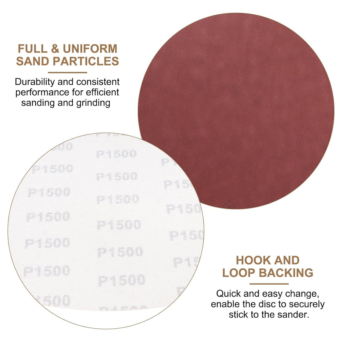 5stk 12-Inch Sanding Discs, 1500 Grits Aluminiumoxid Hook and Loop Stick Back Sandpapir, Ingen-hul Runde Våt/Tør Sandpapir, Sand Bil Paint, Træ, Metal