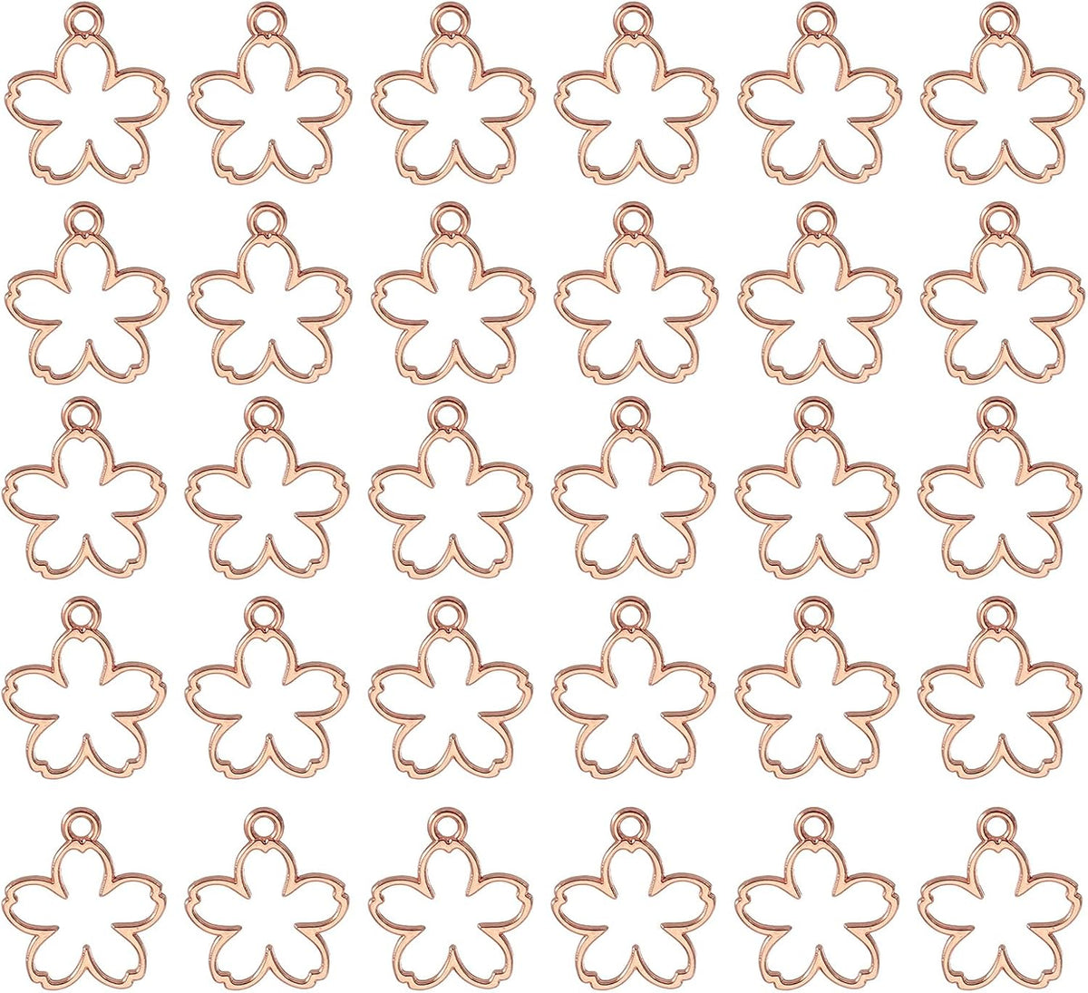 30Pcs Alloy Open Bezel Pendants, Flower Open Back Hollow Frame Pendant Geometric for Resin Jewelry Making Earrings Necklace Bracelet DIY, Rose Gold