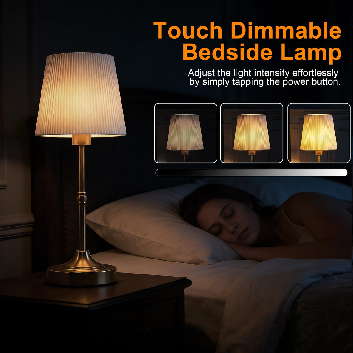 Cordless LED Table Lamp with Dimmer,5200mAh Rechargeable Battery Touch Lamp