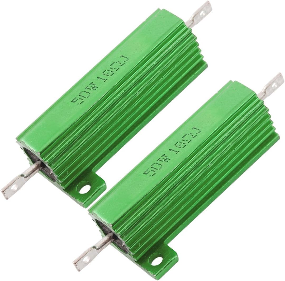 2 x Chassis Mounted 50W 18 Ohm 5% Aluminum Case Wirewound Resistors