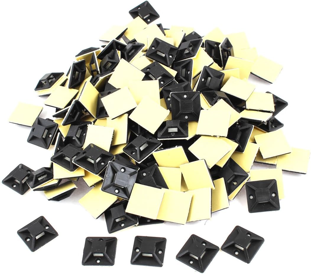 1000 Pcs Black Self Adhesive Cable Tie Mount Base 20mm x 20mm