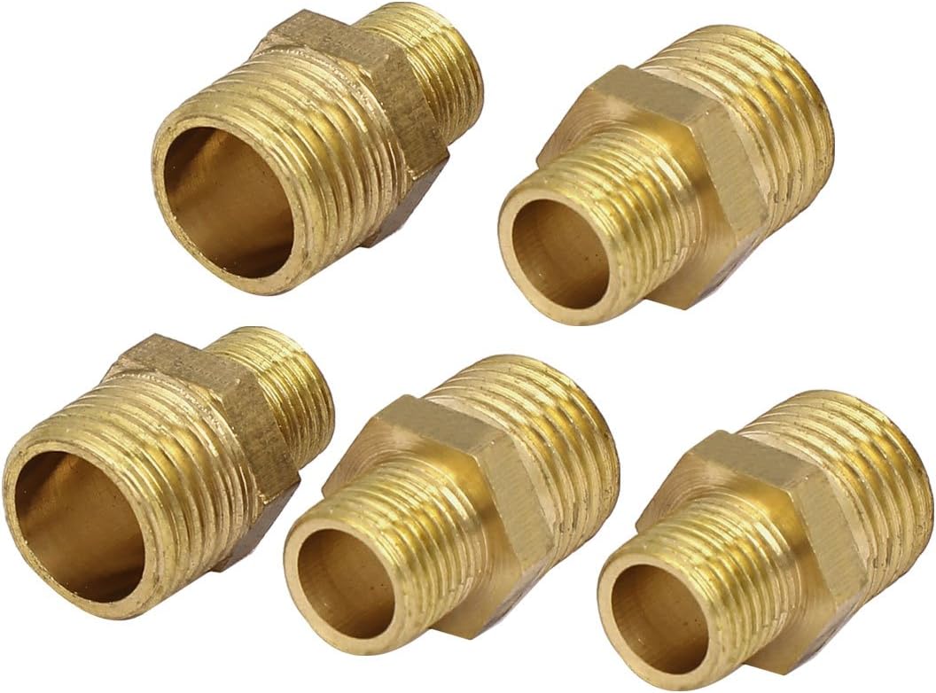 1/4BSP to 1/8BSP Male Thread Brass Pipe Water Gas Reducing Hex Bushing Fitting 5pcs