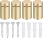 4 Pcs Standoff Screws, 3/4" x 1.3" Aluminum Advertising Screws Wall Standoff Mounts Hardware for Acrylic Picture Frame Glass Signs Hanging, Gold