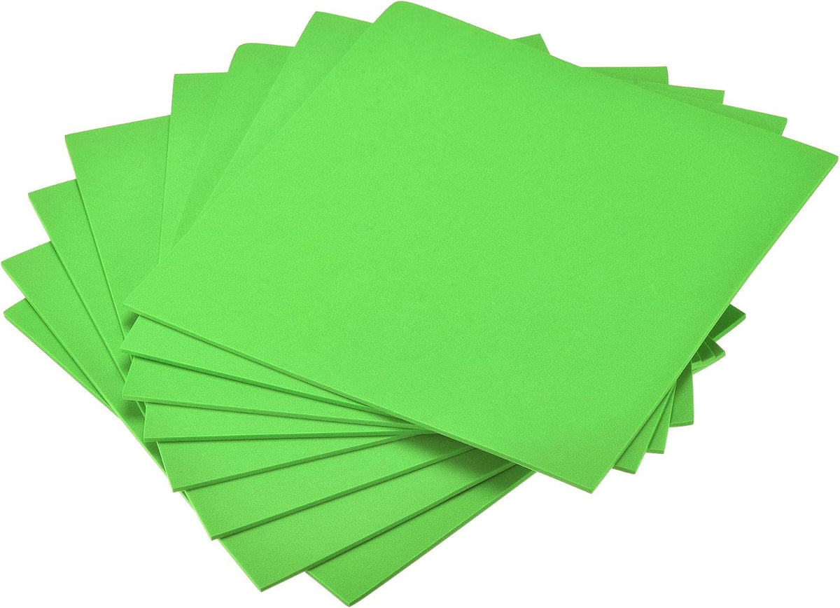LinkMejor Green EVA Foam Sheets 10 x 10 Inch 3mm Thickness for Crafts DIY Projects, 8 Pcs