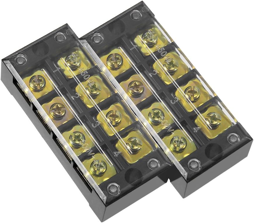 2 Pcs 4 Positions Dual Rows 600V 45A Wire Barrier Block Terminal Strip TB-4504L