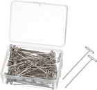T Pins, 100 Pcs 2 Inch - Nickel Plated Steel Wire Wig T-pins with Plastic Box, Sewing Pins for Blocking Knitting Modelling Craft (Silver)
