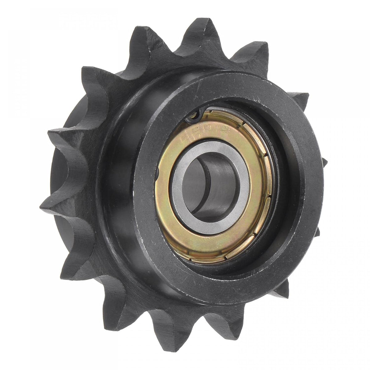 Chain Idler Sprocket, 12mm Bore 1/2" Pitch 14 Tooth Tensioner, Black Oxide Finish C45 Carbon Steel with Insert Double Bearing for ISO 08B Chains