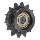 Chain Idler Sprocket, 12mm Bore 1/2" Pitch 14 Tooth Tensioner, Black Oxide Finish C45 Carbon Steel with Insert Double Bearing for ISO 08B Chains