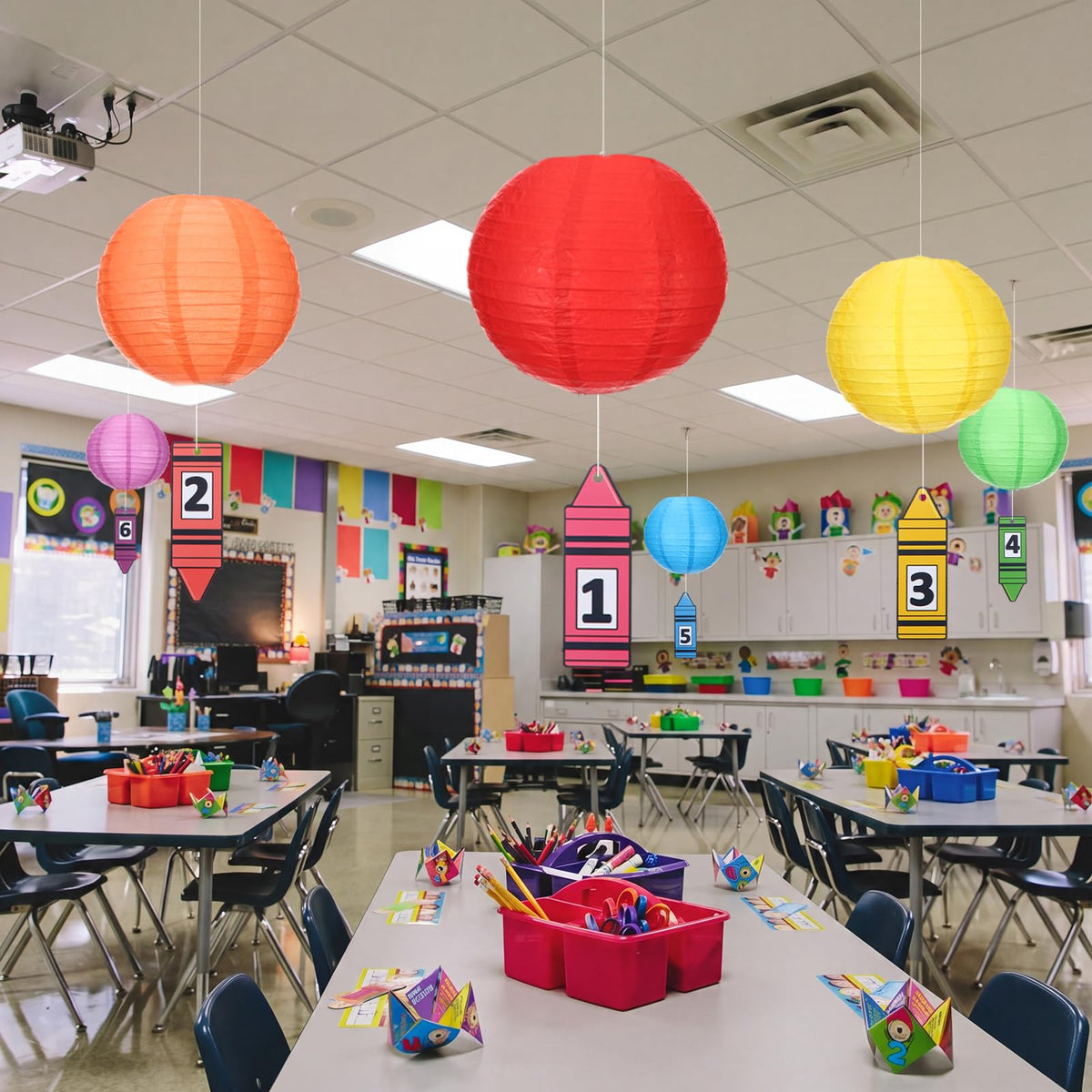 LinkMejor 6 Pcs Neon Papel Lâmpadas para Sala de Aula, 10" Lápis