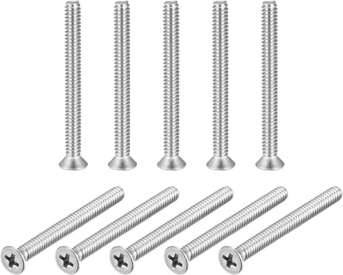 10#-24x2" Flat Head Machine Screws Phillips 304 Stainless Steel Bolts 25pcs