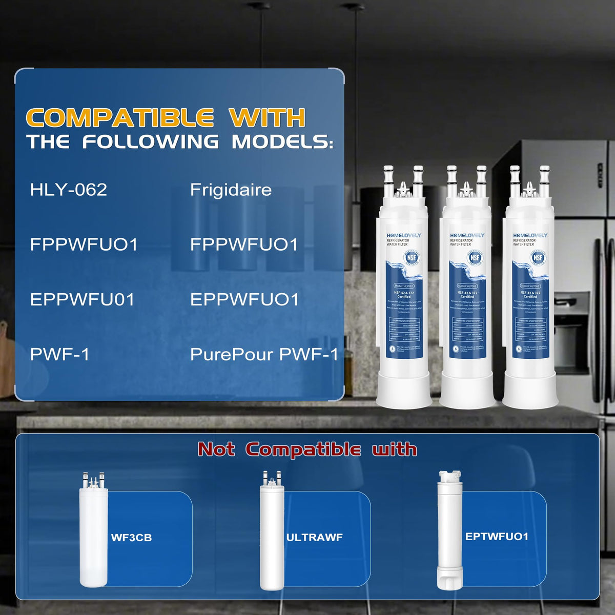 Waterfilter vervanging voor Frigidaire GRFS2853AF, GRMS2773AF, 3 Pack