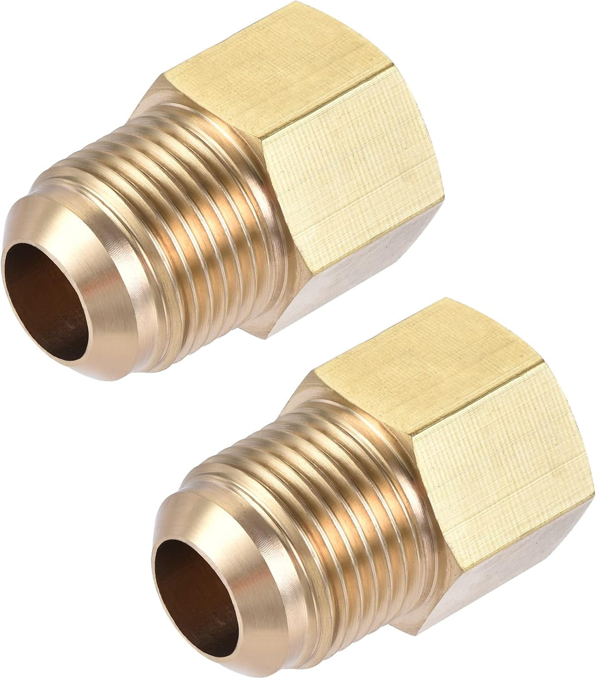 Brass Pipe fitting, 1/2 SAE Flare Male 3/8 SAE Female Thread, Tubing Adapter Connector, for Air Conditioner Refrigeration, 2Pcs