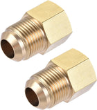 Brass Pipe fitting, 1/2 SAE Flare Male 3/8 SAE Female Thread, Tubing Adapter Connector, for Air Conditioner Refrigeration, 2Pcs