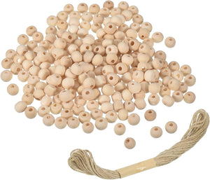 200Pcs Wooden Beads, 6mm/0.2inch Natural Color Ball Spacer Bead Unfinished Round Loose Beads for Crafts Jewelry Making Party Decoration (2mm Hole)