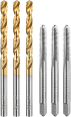 Tap and Drill Bit Set, 3pcs M5 x 0.8 Metric Straight Flute Thread Screw Taps & 3pcs 4.2mm Twist Drill Bits, Uncoated/Titanium Coated HSS-6542 Tapping Threading Tool Kit