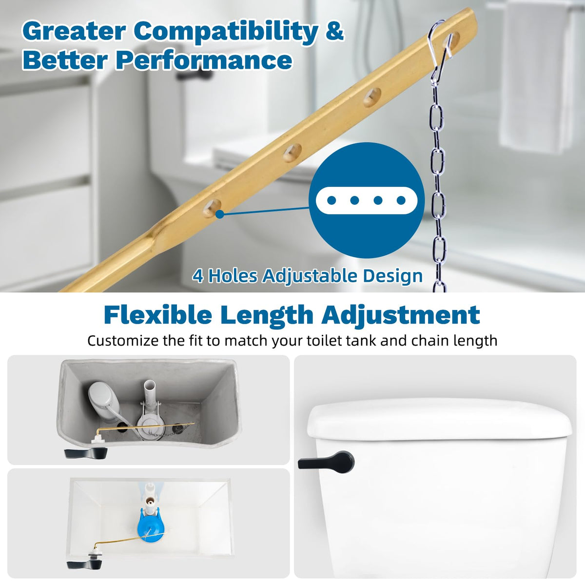 LinkMejor 2-pack universal metal front-montage toilethandle, matte svart