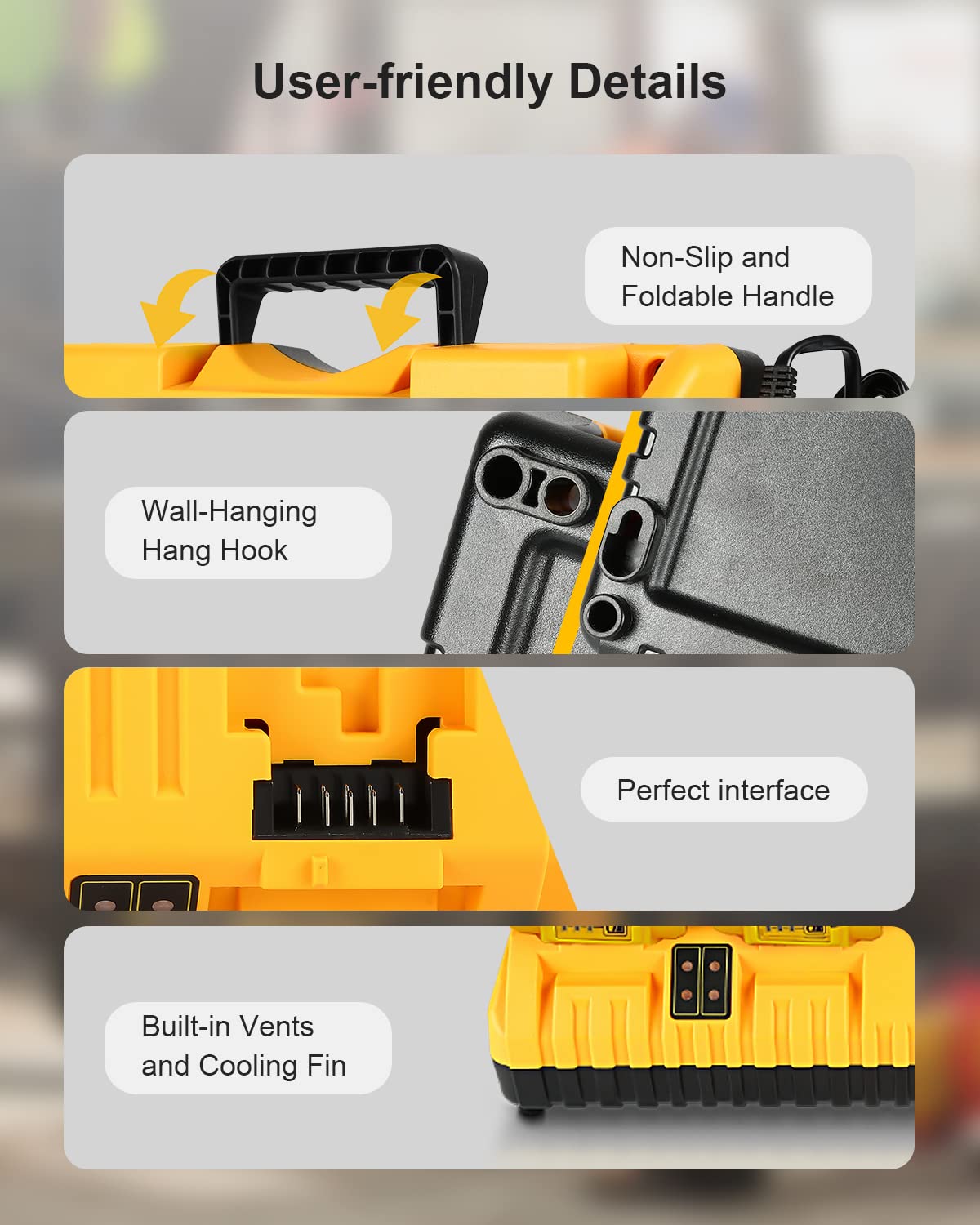 LinkMejor DCB104 Sostituzione per Dewalt 12v 20v Max Stazione di Carica Batterie Multipla