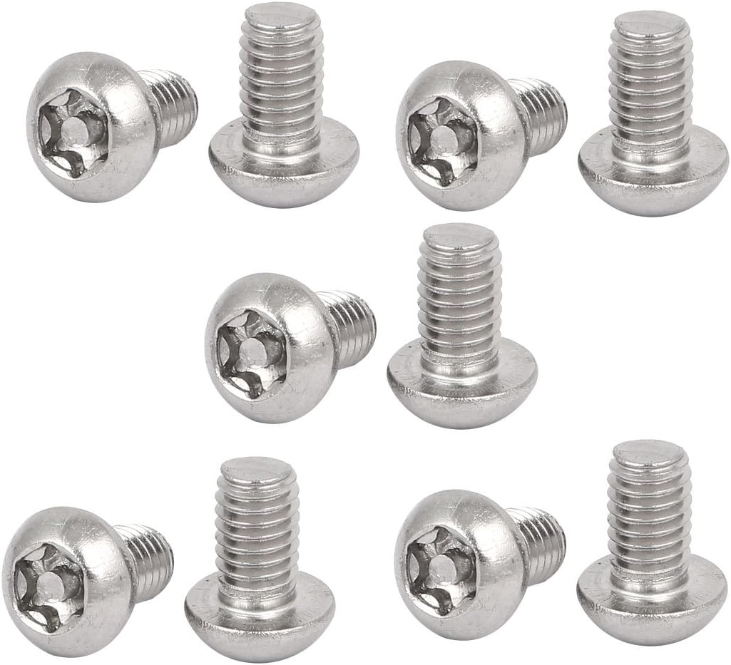 M6x10mm 304 Stainless Steel Button Head Torx Security Tamper Proof Screws 10pcs