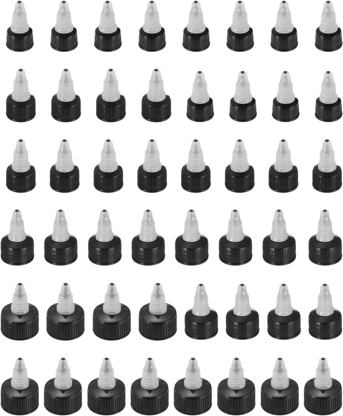 48 Pcs Twist Top Caps, 4 Size Plastic Squeeze Bottle Replacement Twist Caps for Glue Dispensing Bottles Dispensing Caps Paint Bottles (Clear/Black)