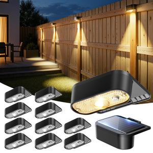 LinkMejor Fence Lights Solar Powered 12 Pack, 3000/4000/6000K 3 Modes, IP44 Waterproof Solar Deck Lights Outdoor, Dusk to Dawn Solar Step Lights for Outside, Deck, Backyard, Step, Patio, Stair