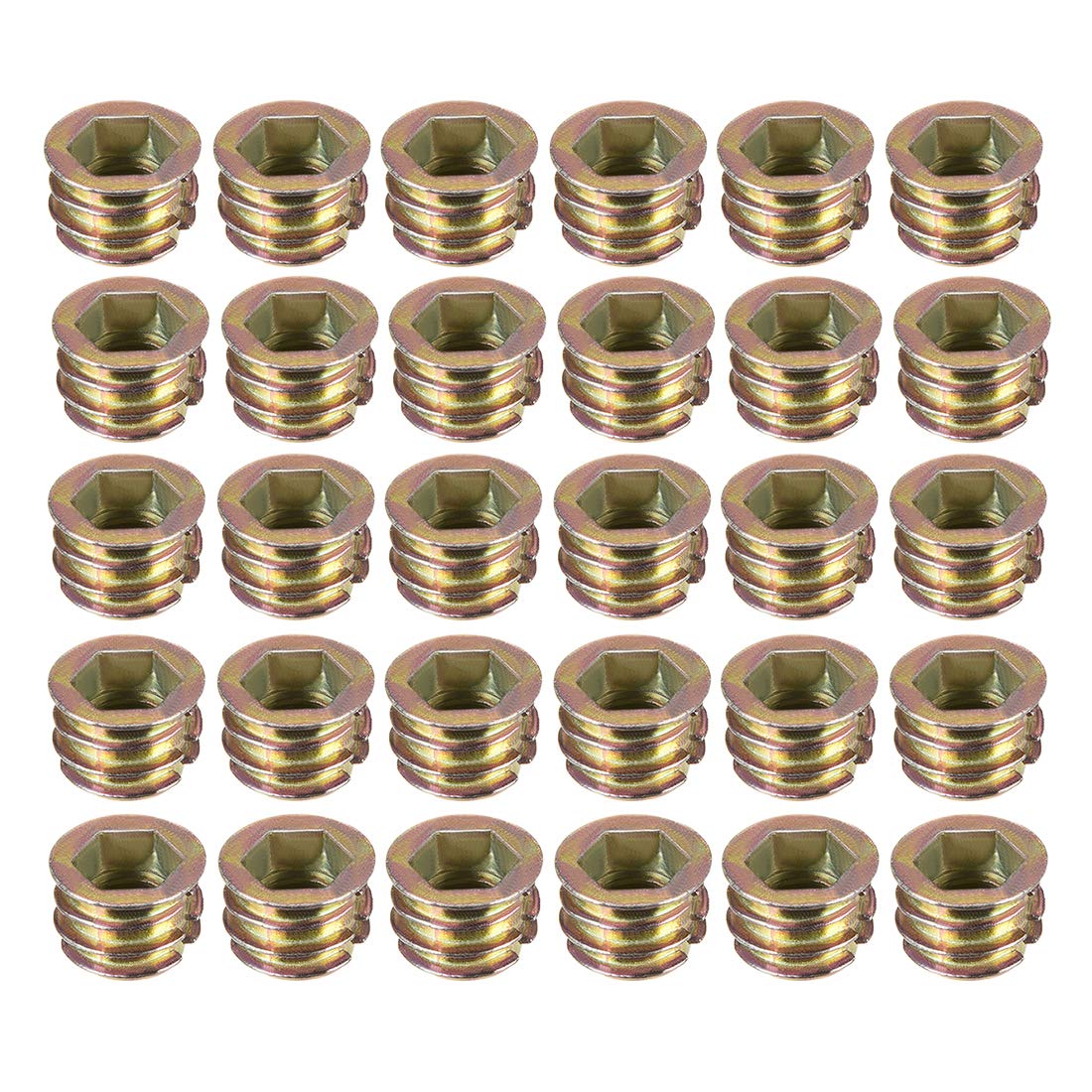 Furniture Threaded Insert Nuts Zinc Alloy M8 Internal Threads 10mm Length 30pcs
