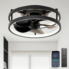 LinkMejor 13" Small Baixo Profilo Ventilador de Teto com Controle Remoto de Luz Preto