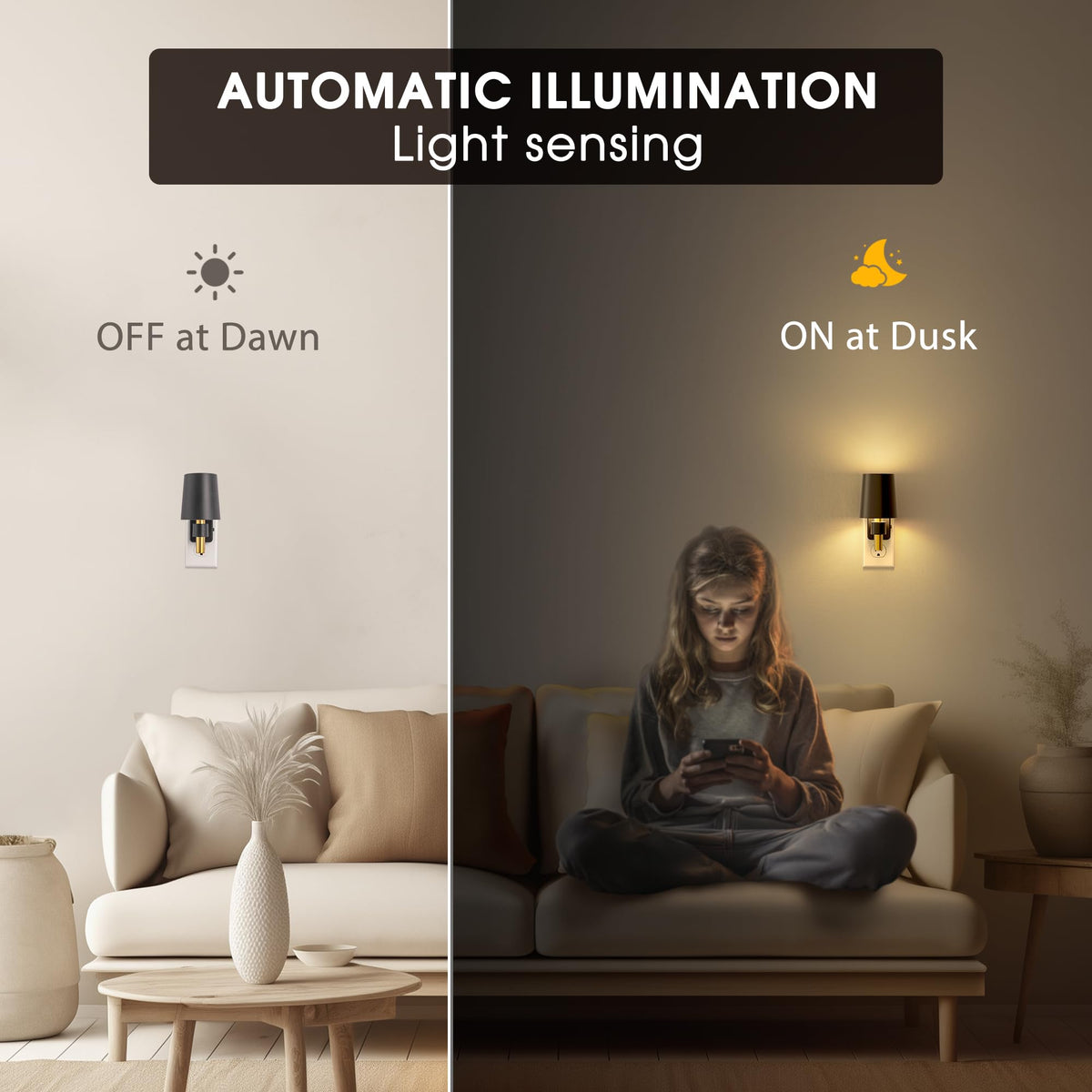 LinkMejor Lâmpada Noturna Regulável Lâmpadas Noturnas Plugue na Parede Branco Suave 3000K