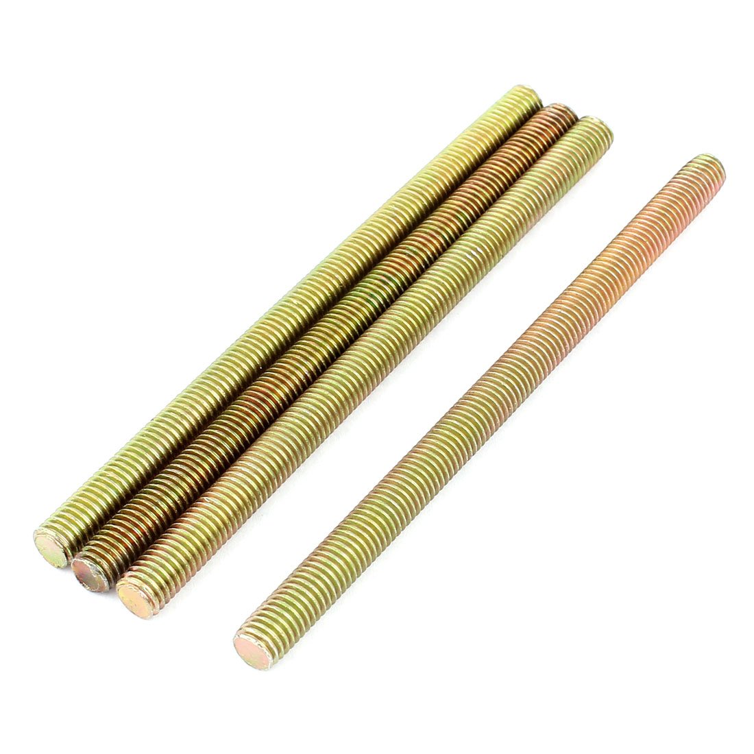 1.25mm Pitch M8 x 130mm Male Threaded Rod Bar Bronze Tone 4 Pcs