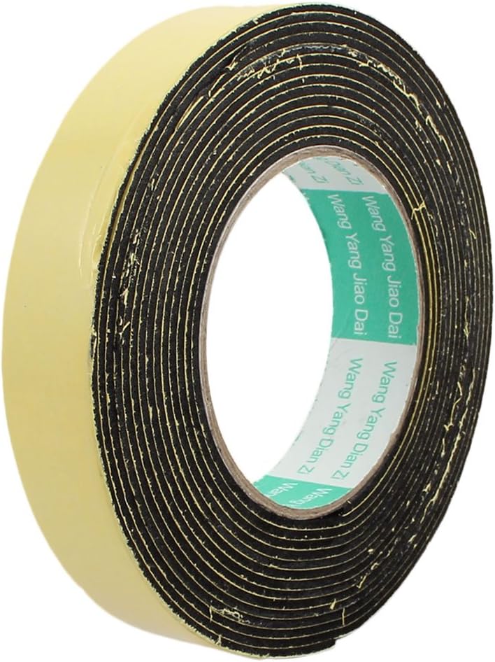 5Meter 25mm x 2mm Single-side Adhesive Shockproof Sponge Foam Tape Yellow Black