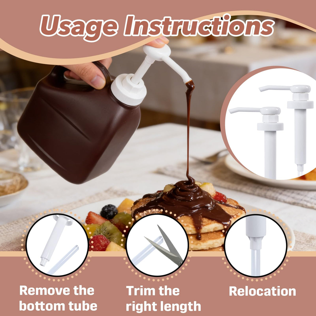 2 stk Sirup Pumper Kompatibel med Hershey's Chokoladesirup Flaske (53mm)