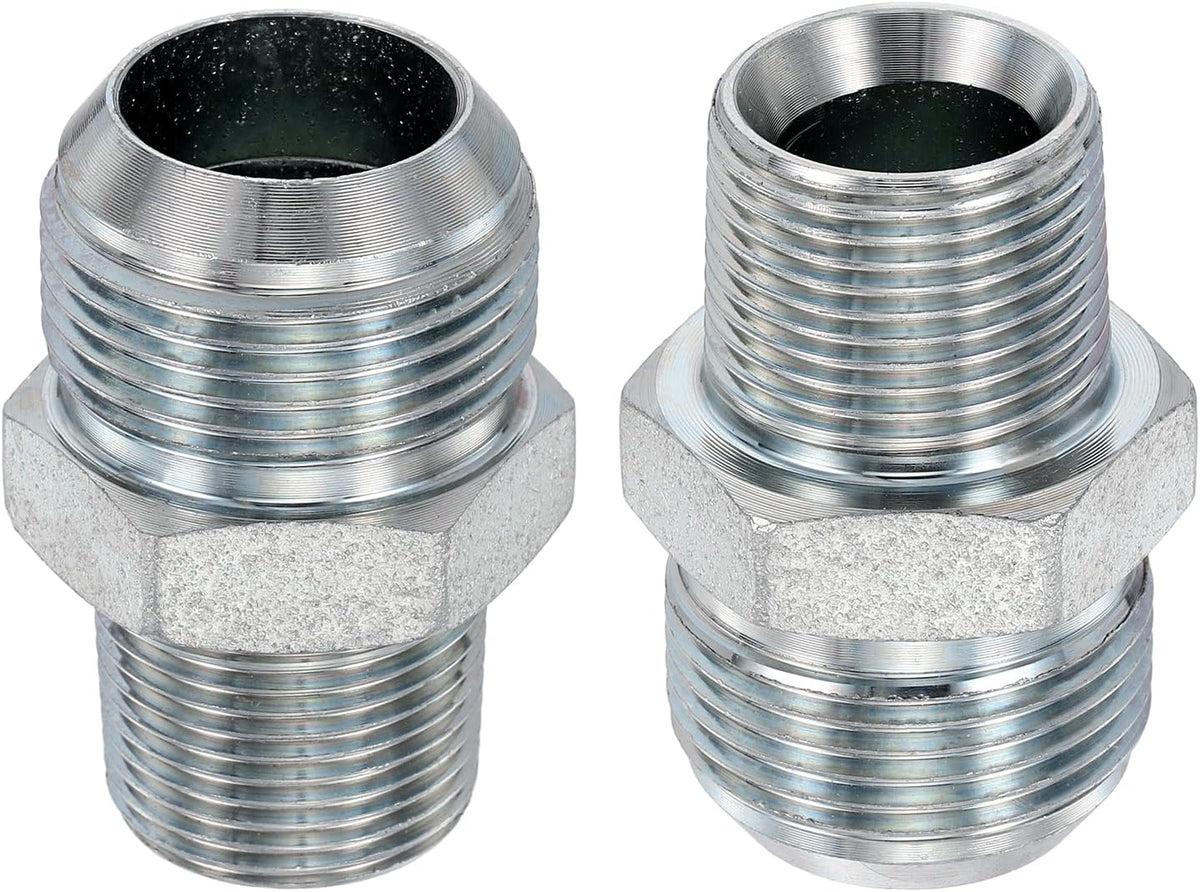 2Pcs Hydraulic Hose Adapter Fittings, 1-5/16" x 12 UN JIC 37° Flare Male x 3/4" x 14 NPT Male Carbon Steel Hydraulic Hose Straight Tube Connector, Dash Size 16