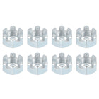 3/8-24 UNF Hexagon Slotted Nut, Grade 6.8 Zinc-Plated Carbon Steel Hex Nuts Good for Machinery Repairing, Silver, 8Pcs