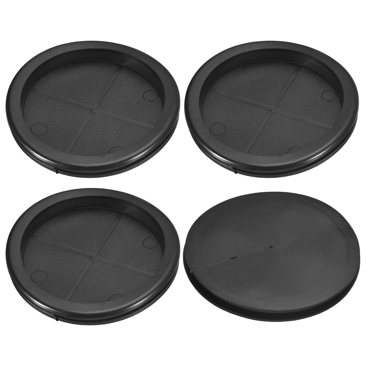 4Pcs Rubber Grommets 4" (100mm) Drill Hole, 3-2/4" (91mm) ID Single Sided Hole Plugs Ring Gasket for Firewall Cable Wire Protecting, Black