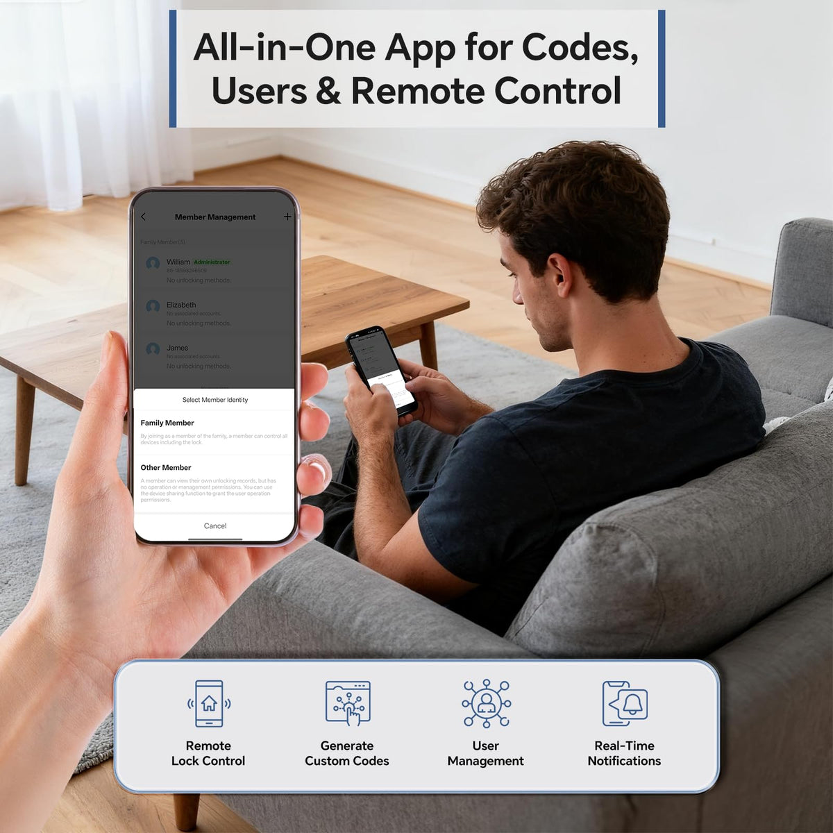LinkMejor DL08 FingeraftryksSmart Lås med App Kontrol, Match Sort