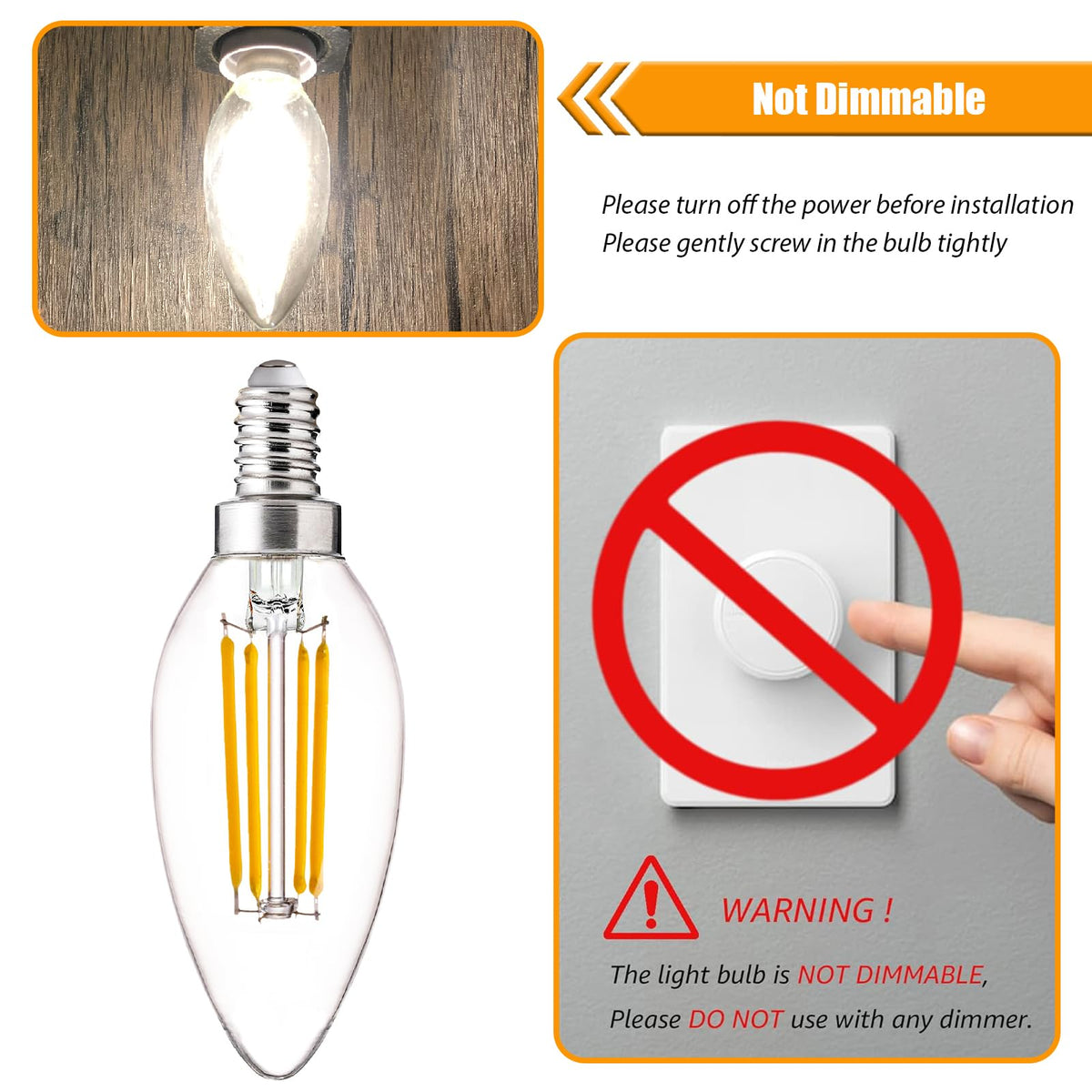 링크메이저 LED E12 랜턴 40W 등가, 2700K 부드러운 흰색, 비드imming, 16 팩