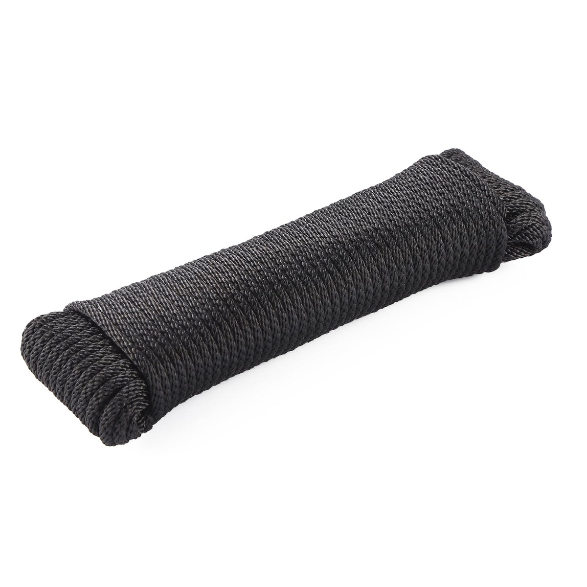 Corde en polyester noir résistante aux UV, à faible élasticité, 1/4" longueur, 100 pieds, en tressage uni