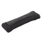 Corde en polyester noir résistante aux UV, à faible élasticité, 1/4" longueur, 100 pieds, en tressage uni