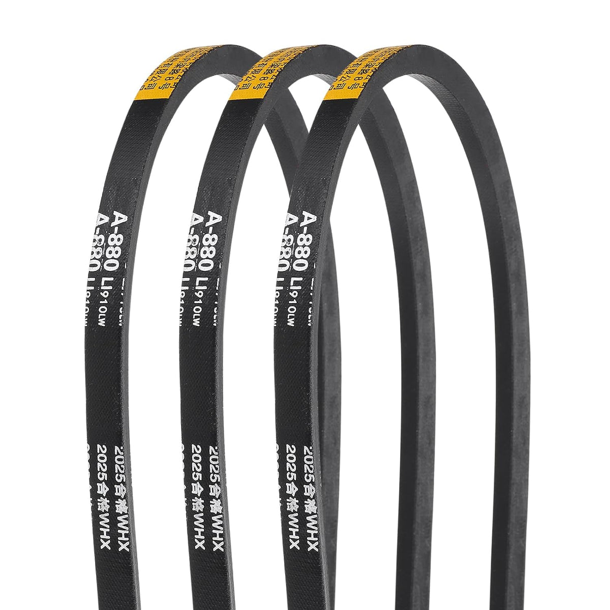 3Pcs A880 Rubber V-Belt, 880mm Inner Circumference x 13mm Width x 8mm Thickness, Classic Wrapped V-Belts for Industrial Machinery Equipment