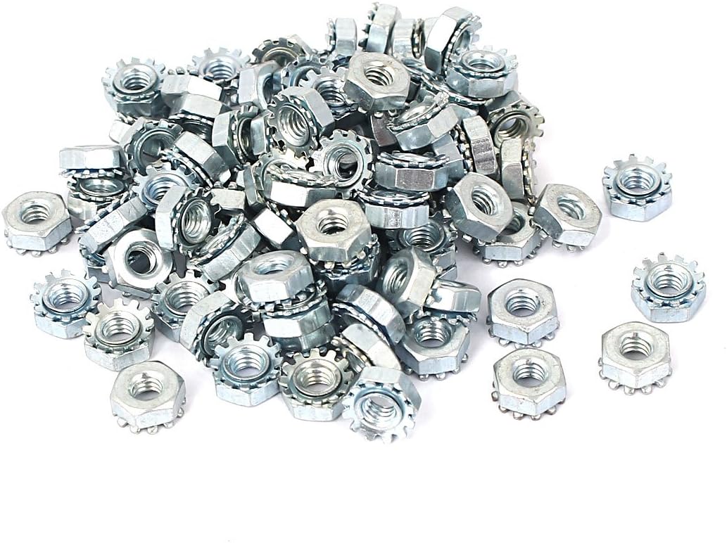 8-32 Female Thread Zinc Plated Kep Hex Nut 100pcs