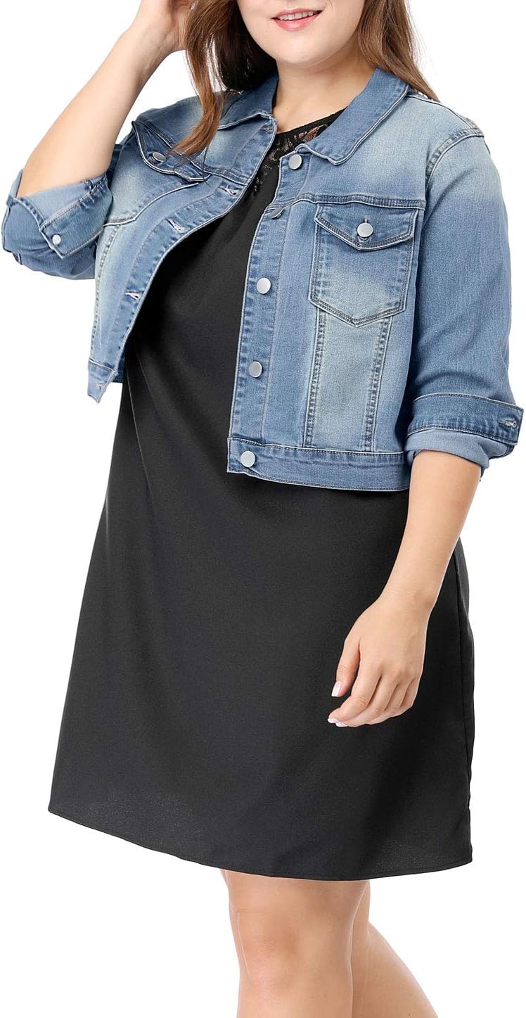 Kvinders Plus Size Knaphæt Kortærmet Blues Blazer Syning 2026