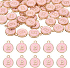 LinkMejor 52pcs Letter Charm, Enamel Letter Pendants, Alphabet B Pendants Double Sided Beads Charm for DIY Bracelet Necklace Pendants Earring Jewelry, Pink
