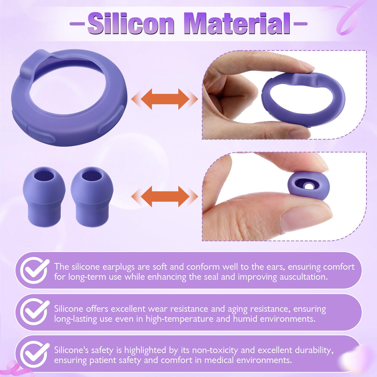 LinkMejor 3 Silicone Protective Cover & 12 Ear Tips Replacement, Purple
