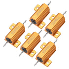 25W 6 Ohm 5% Aluminum Case Resistor Screw Tap Chassis Mounted Wirewound Load Resistors Gold Tone 5 Pcs