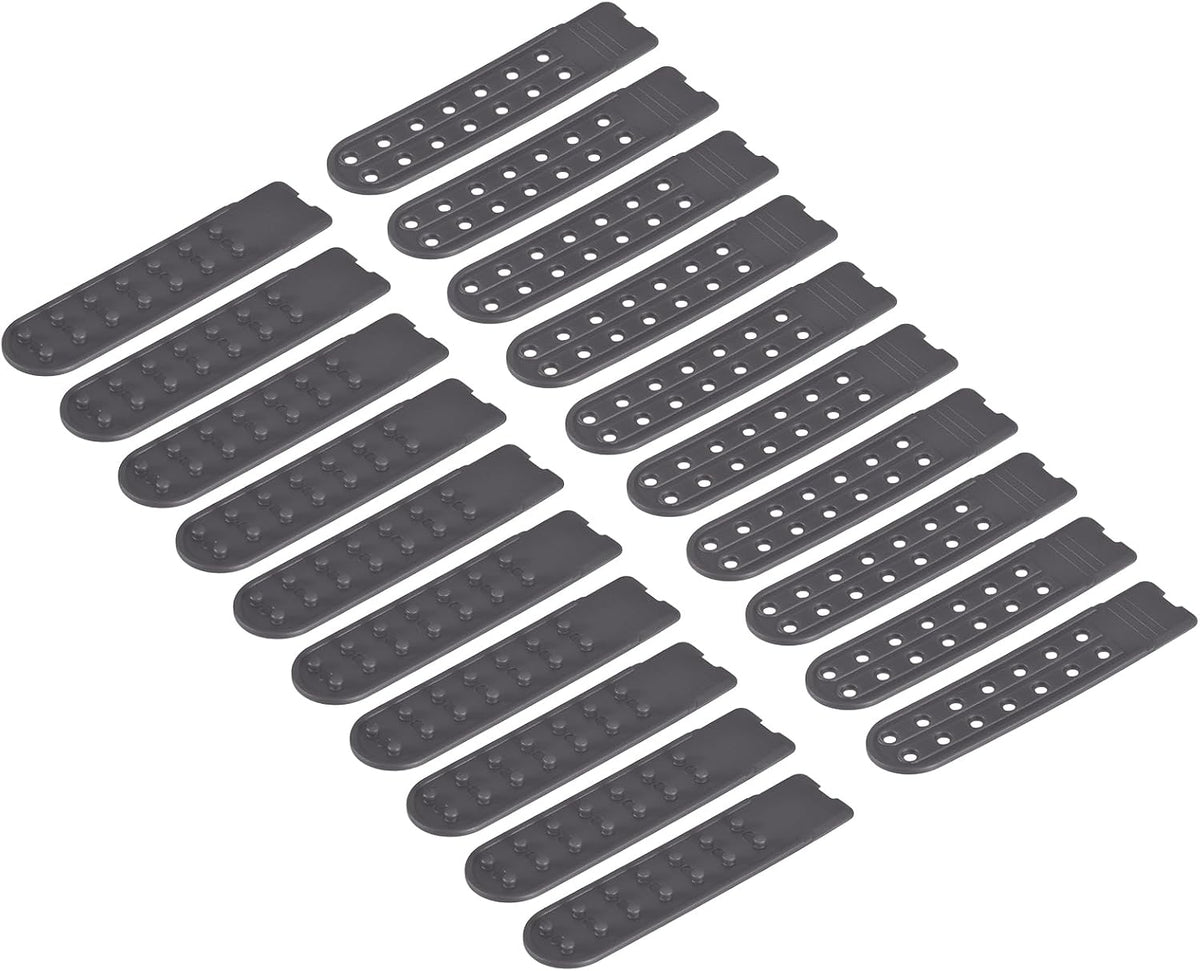 10 Pairs Snapback Strap Cover, Double Row 14 Holes Plastic Adjustable Hat Snap Buckle Replacement for Caps Repairing (Gray Black)