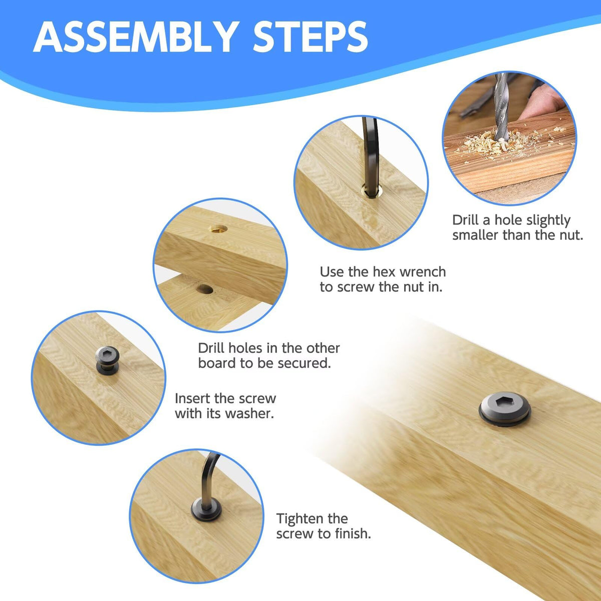 30 Sets 1/4 Threaded Inserts for Wood Kit for Woodworking & DIY Projects