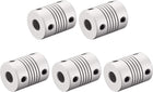 7mm to 7mm Aluminum Alloy Shaft Coupling Flexible Coupler Motor Connector Joint L25xD19 Silver,5pcs