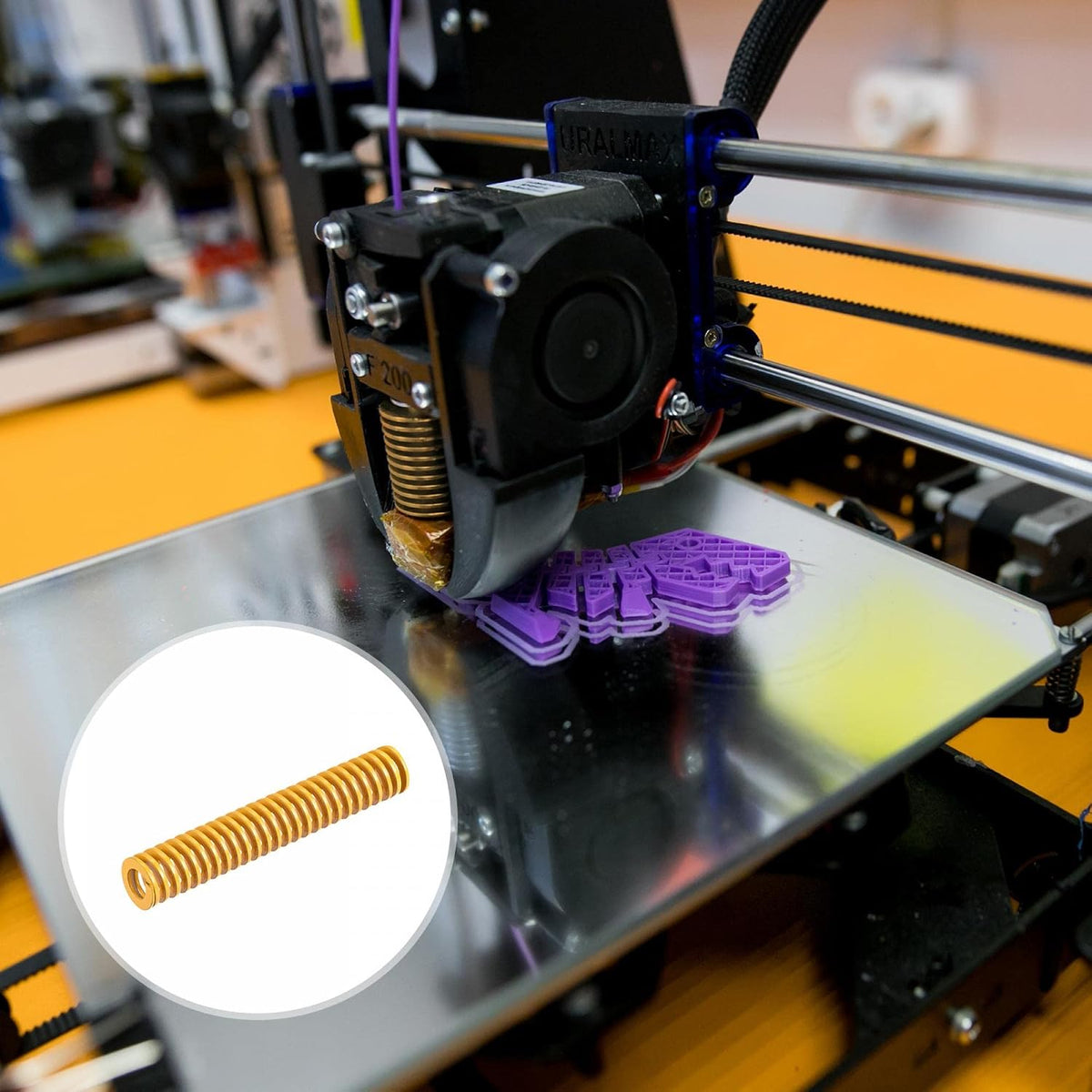 3D-tulostin painevalsspring, 12mm OD 75mm pitkä 5kpl spiraalipainostus kevyt kompressio muottivalsspring 3D-tulostimen sähköosalle, keltainen