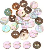 30Pcs Natural Shell Buttons, 10mm 2-Hole Round Shell Craft Sewing Button, Decorative Accessories for Coats, Shirts, Clothing DIY Projects, Beige